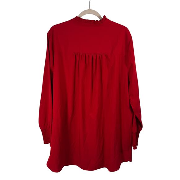 Soft Surroundings Red Long Sleeve Button Front Blouse Ruffle Neck Womens Plus 2x - Picture 7 of 7